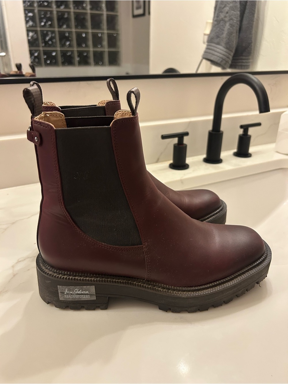 Sam Edelman Chelsea  Boot in Burgundy Leather